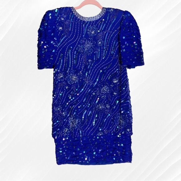 Vintage 80’s Silk Sequin and Beaded Dress Size Small - Picture 1 of 5
